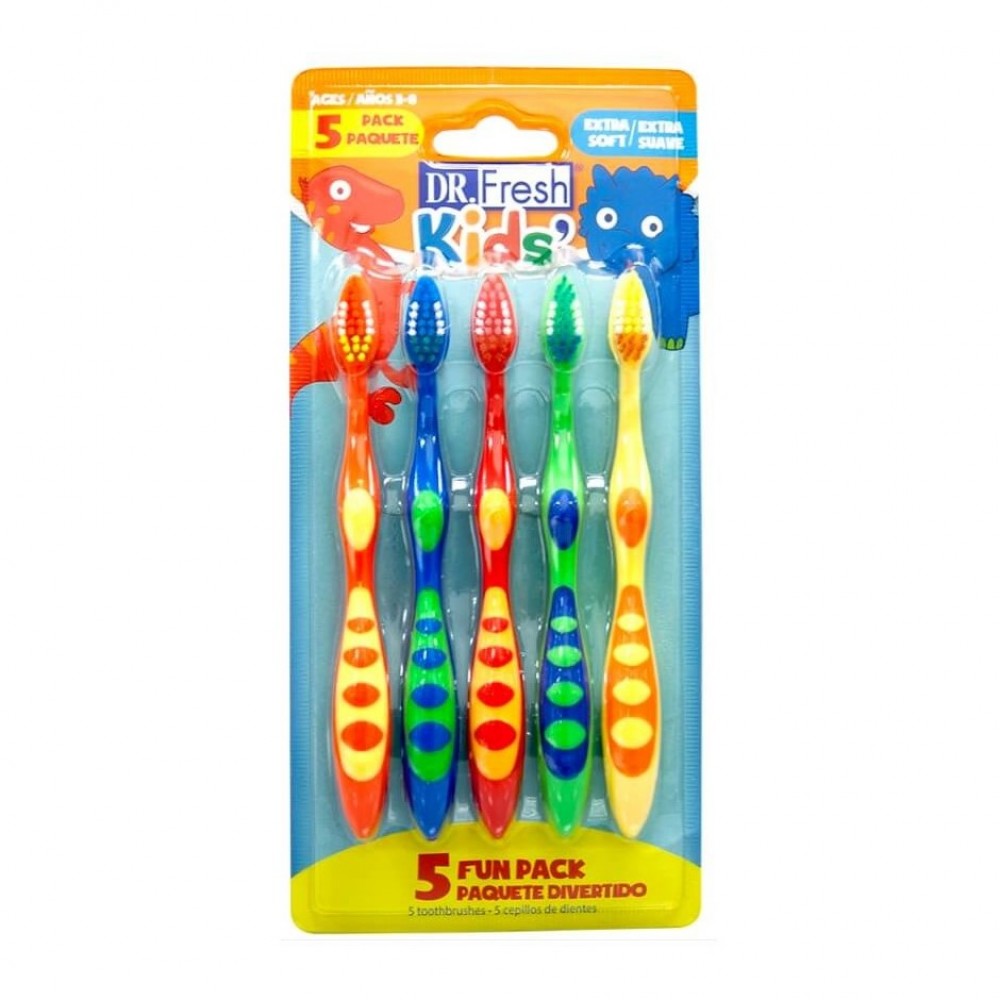 Dr. Fresh Kids 5 Fun Pack Toothbrushes Extra Soft 48 Years